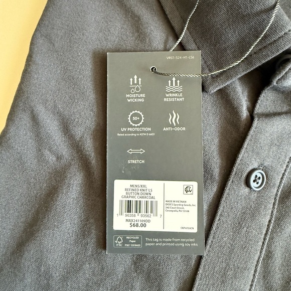 VRST Refined Knit LS Button Down Shirt in Charcoal Grey Size XXL - Picture 3 of 5